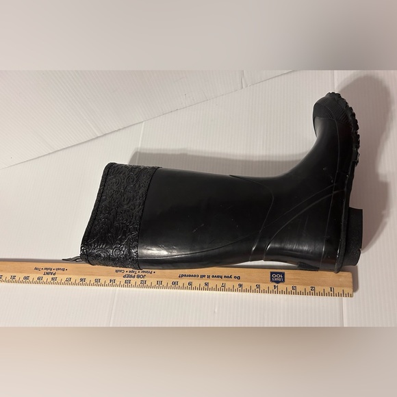 BOGS #52323 ANNE black tall waterproof rain boots women size 7 - Picture 12 of 13